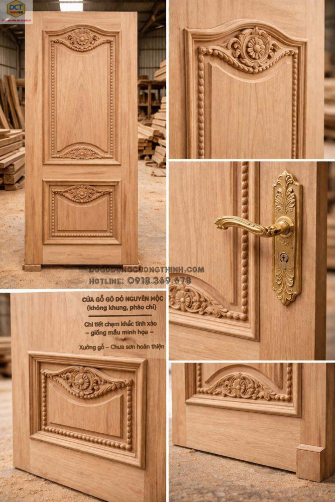 Bộ cửa phòng tân cổ điển gỗ gõ đỏ CP57